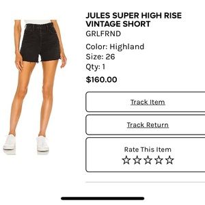 GRLFRND Black High Rise Denim Shorts, sz 26 NWOT